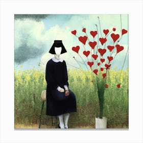 Nun In A Field Canvas Print