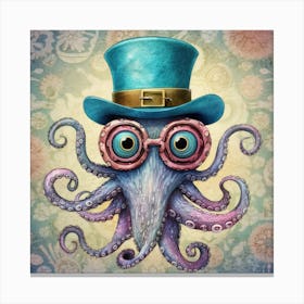 Octopus In Hat Canvas Print