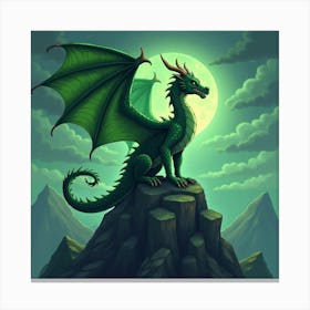 A Dragon With Emerald Scales Perched On A Mystical Mountain Peak 1 Canvas Print