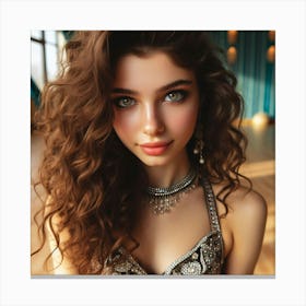 Beautiful Woman With Curly Hair Canvas Print