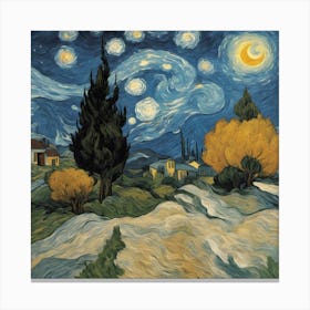 The Starry Night, Vincent Van Gogh Art Print (3) Canvas Print