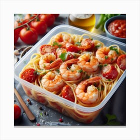 Shrimp Pasta With Tomatoes Canvas Print