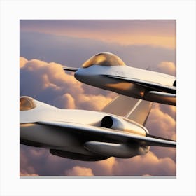 Two Fighter Jets Flying In The Sky 3 Canvas Print