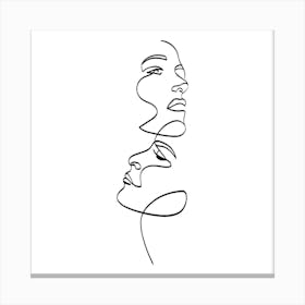 One Line Drawing Of A Woman'S Face Art Print Canvas Print