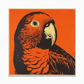 Retro Bird Lithograph Parrot 2 Canvas Print