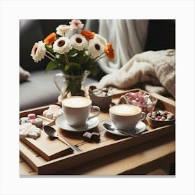 Coffee And Tea On A Tray 2 Canvas Print