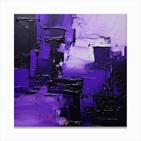 Hand Painted Abstract Black And Purple Canvas Print