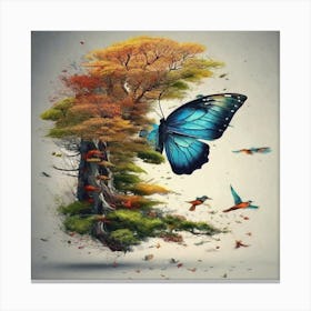 Butterfly In A Tree Canvas Print