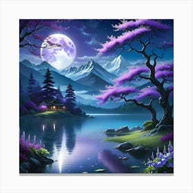 Moonlight By The Lake Canvas Print