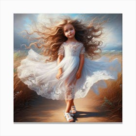 Little Girl With Long Hair 2 Canvas Print