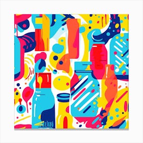 Seamless Pattern With Colorful Bottles Canvas Print