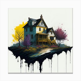 Colored House Ink Painting (94) Canvas Print