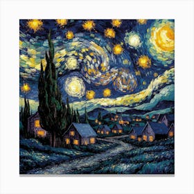 Starry Night serenity  wall art painting Canvas Print