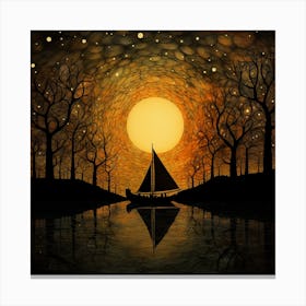 Sunset Sailboat On The Lake Canvas Print