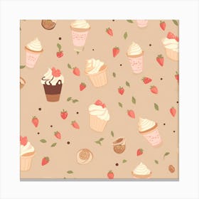 Cupcakes Seamless Pattern Canvas Print