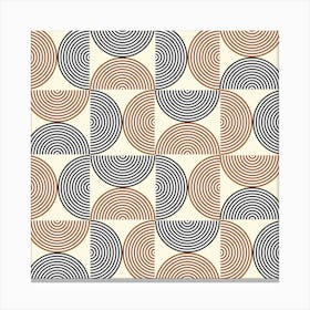 Minimalist Mid Century Half Circles Lines In Black And Terracotta Canvas Print