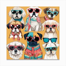 Dogs In Sunglasses 2 Canvas Print