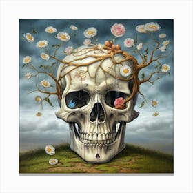 Skull With Flowers 2 Canvas Print