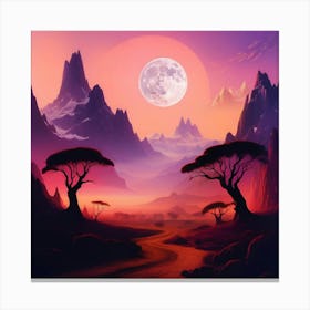 Landscape With Mountains And Trees Canvas Print