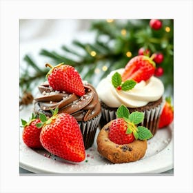 Asm Christmas Dessert With Chocolate And Strawberry Li 4ac0171f 7d5a 402a 8f27 5c00b9ddf169 Canvas Print