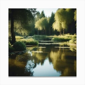 Lily Pond in the forest Canvas Print