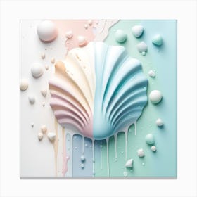 Shells And Bubbles Watercolor Dripping Canvas Print