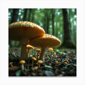 Mushrooms In The Forest 6 Canvas Print