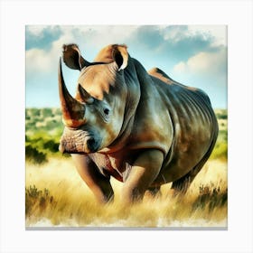 Rhino In The Wild Canvas Print