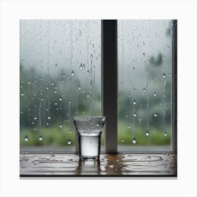 Glass Of Water On Window Sill Canvas Print