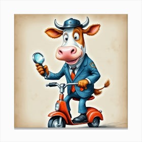 Cow With Magnifying Glass 3 Canvas Print