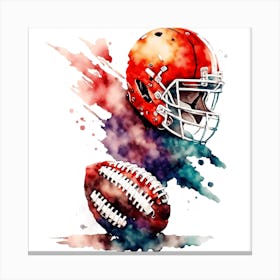 Vibrant Football Helmet With Paint Splash Canvas Print