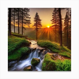 Sunrise In The Forest 16 Canvas Print