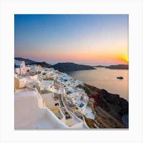 Sunset In Oia, Greece Canvas Print