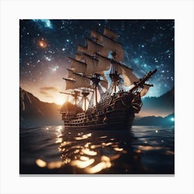 Ship At Night Canvas Print