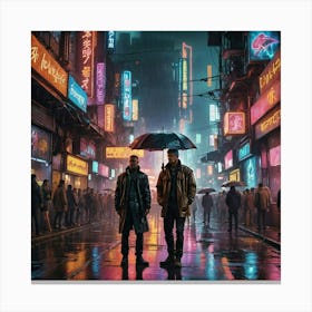 Two Men In A City Canvas Print