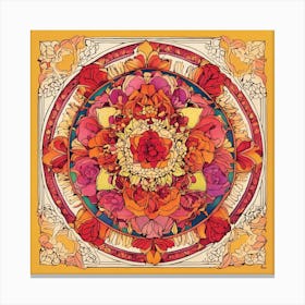 Rose mandala colorful 5 Canvas Print