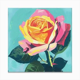 Rose 6 Square Flower Illustration Canvas Print