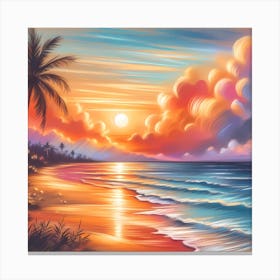 Sunset Beach Painting 2 Canvas Print