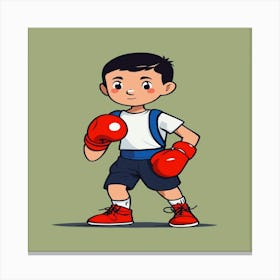 Short Cartoon Kid Wearing Red Shoes Canvas Print