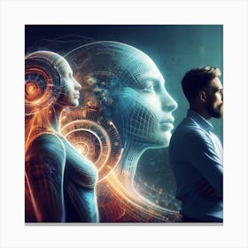 Futuristic Man And Woman Canvas Print