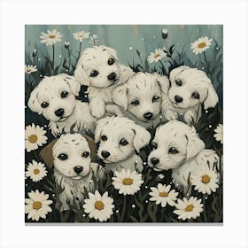 Puppies Fairycore Painting 3 Canvas Print