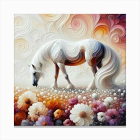 Horse In A Field Of Flowers Canvas Print