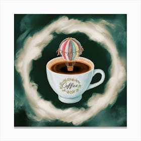 Hot Air Balloon In Coffee Cup Canvas Print