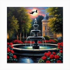 Fountain Of Roses Canvas Print