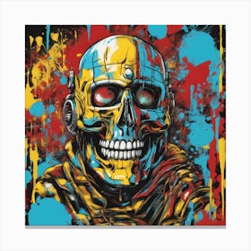 Andy Getty, Pt X, In The Style Of Lowbrow Art, Technopunk, Vibrant Graffiti Art, Stark And Unfiltere (8) Canvas Print