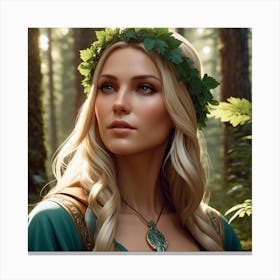 Portrait Of A Swedish Woman In The Forest Canvas Print