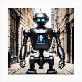 Robot On The Street 40 Canvas Print