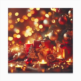 Christmas Tree With Gifts Canvas Print