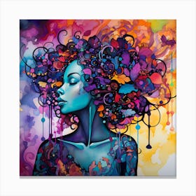 Woman With Colorful Hair 7 Canvas Print