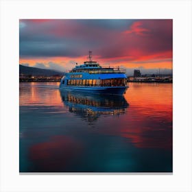 Sunset Ferry In Iceland Canvas Print